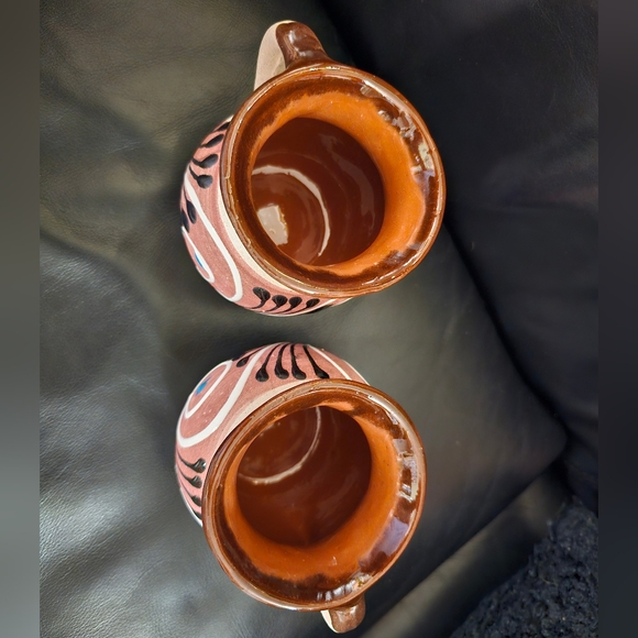 Set of Two Mexican Jarrito Clay cup 14 oz New - Picture 8 of 11